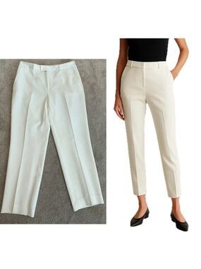 Studio by Liz Claiborne ivory white light cream tailored slim fit ankle pants 8